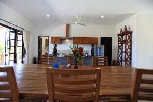 The dining area with open kitchen.