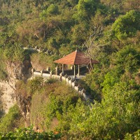 Beautiful traditional stone wall that separates the path through the mountains of the ravines.