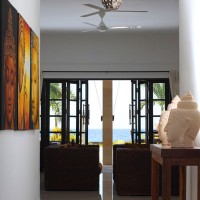The hallway to the living room.