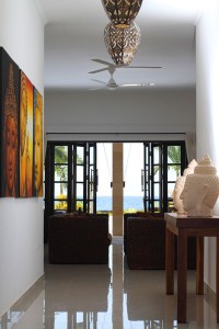 The hallway to the living room.
