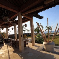 The sunny terrace of holiday villa in Bali.