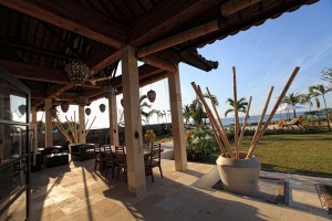 The sunny terrace of holiday villa in Bali.